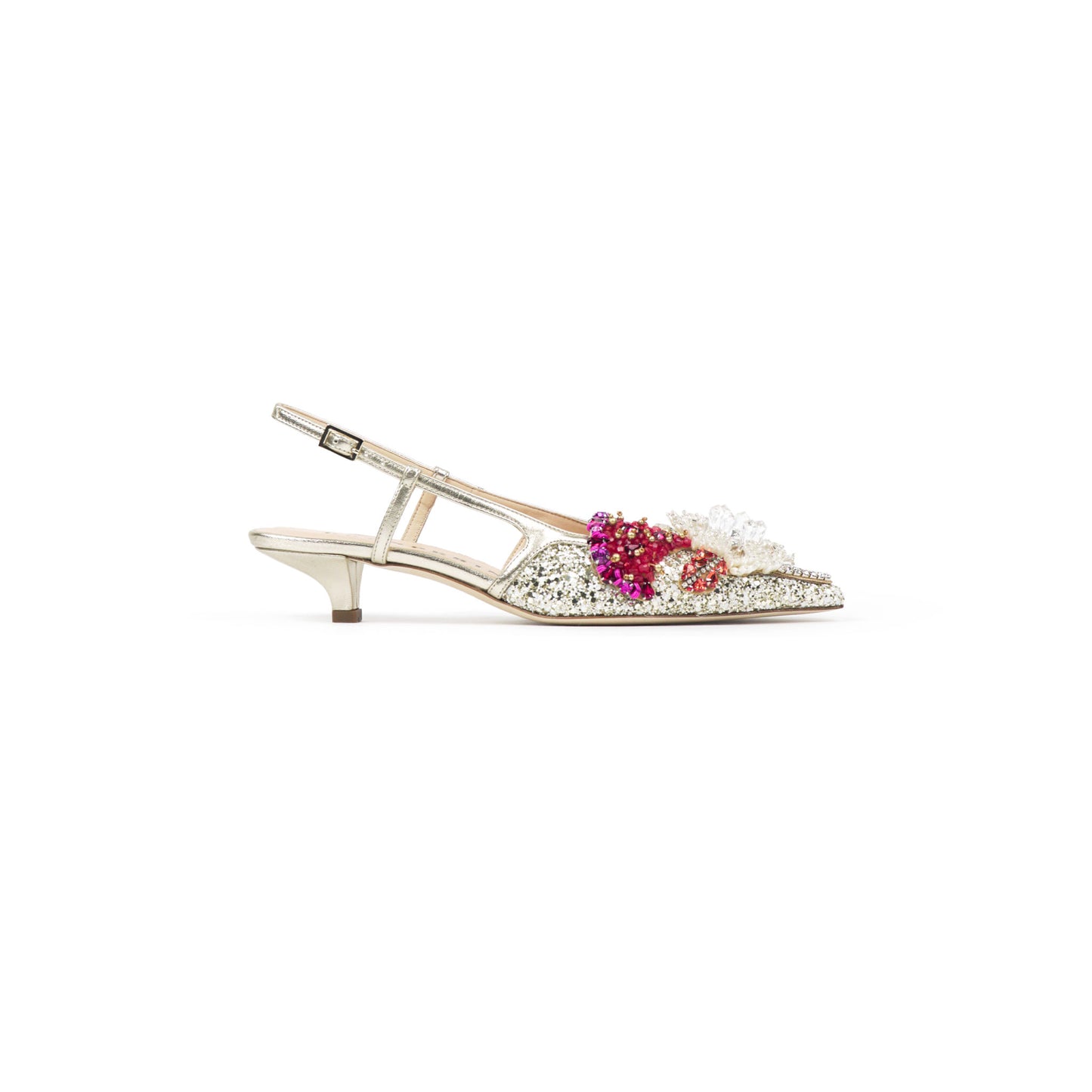 Décolleté Slingback in Glitter Silver