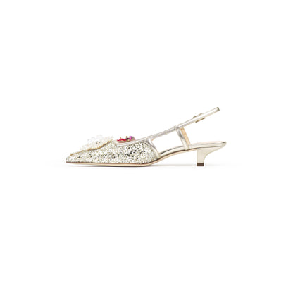 Décolleté Slingback in Glitter Silver