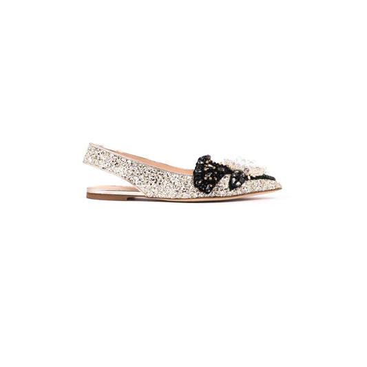 Ballerina Slingback in Glitter Oro/Bianco