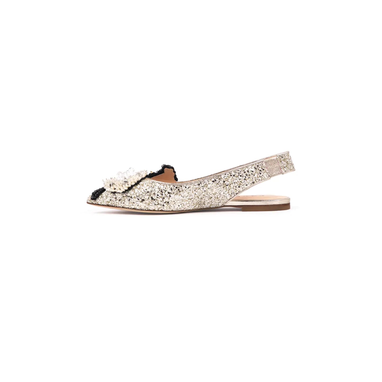 Ballerina Slingback in Glitter Oro/Bianco