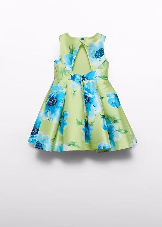 Abito Mikado Fiori Lime Bambina