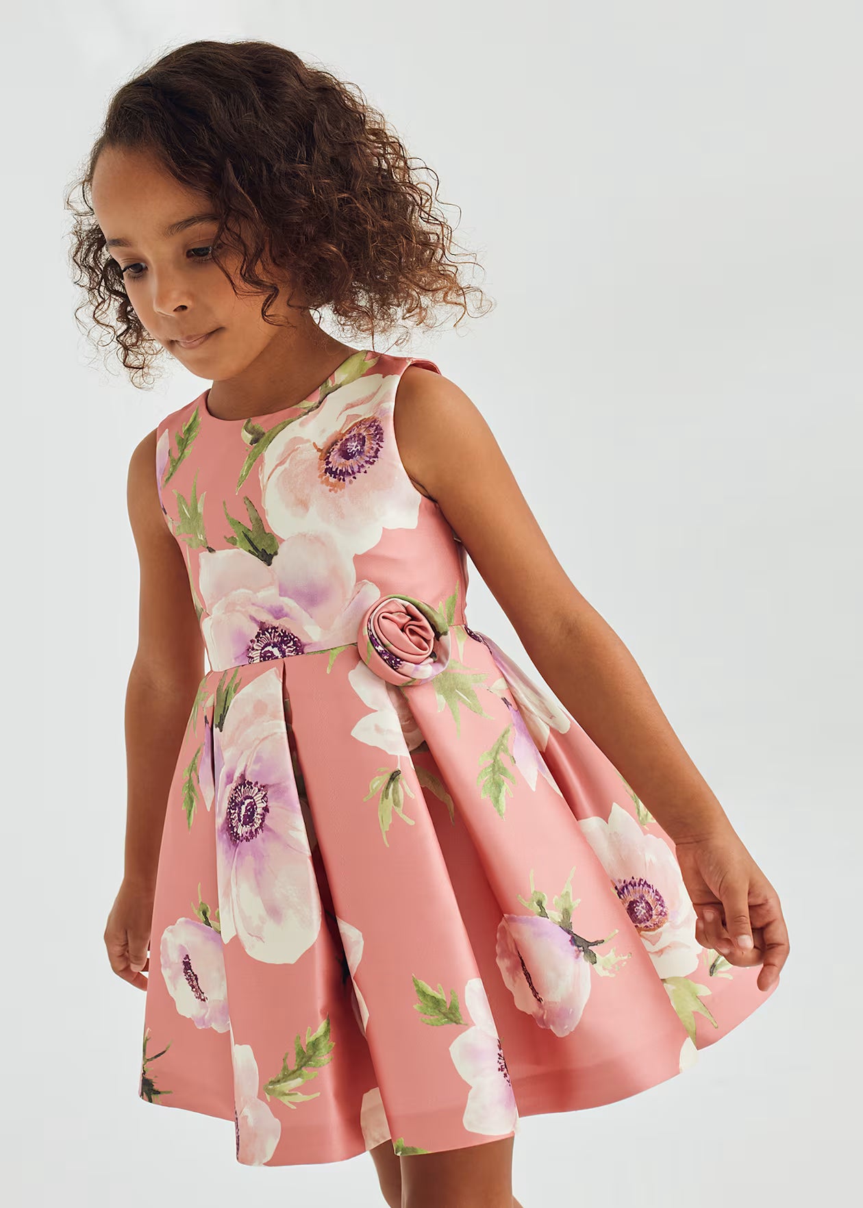 Abito Mikado Fiori Rosa Bambina