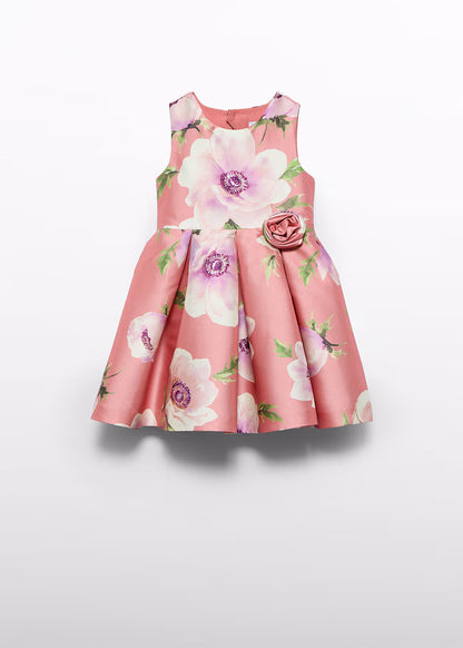 Abito Mikado Fiori Rosa Bambina