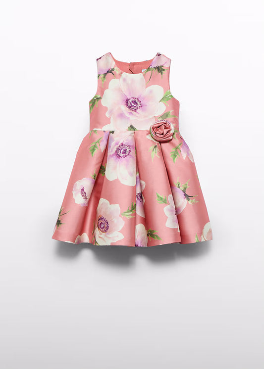 Abito Mikado Fiori Rosa Bambina