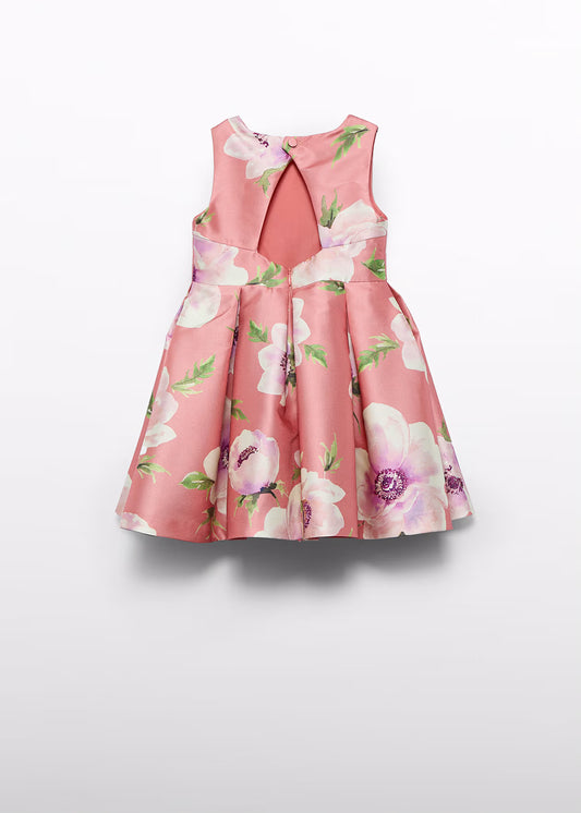 Abito Mikado Fiori Rosa Bambina