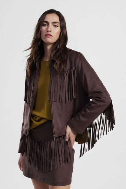 Giubbotto suede con frange Dixie