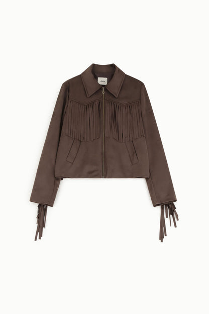Giubbotto suede con frange Dixie